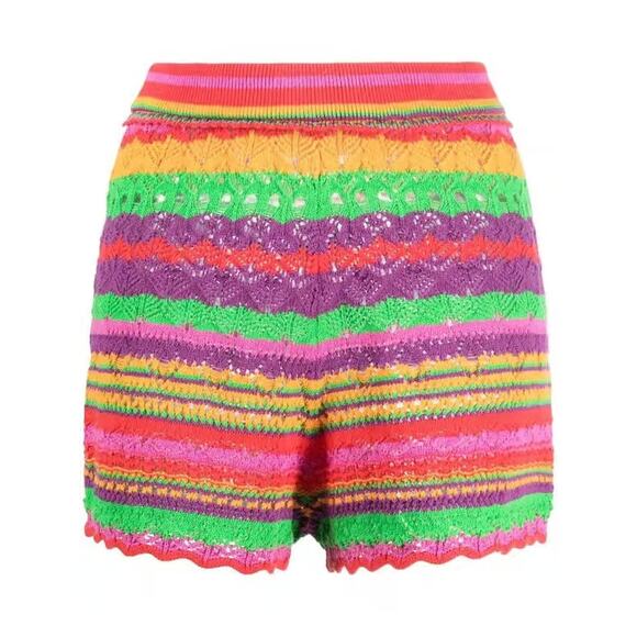 Ba&Sh Pierce Striped Crochet-Knit Top & Peck Short Set Red Multi Women's XS/US 2 - Picture 3 of 9